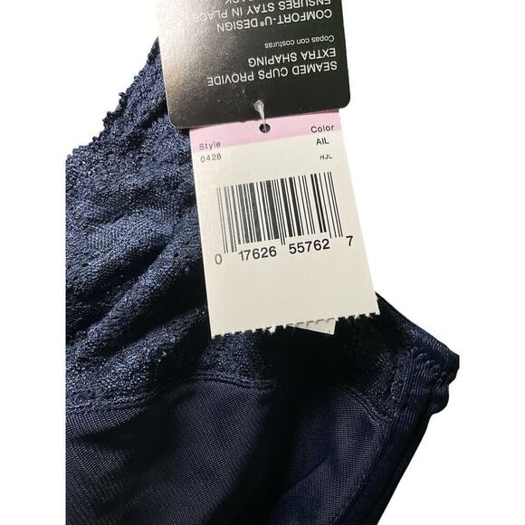 Lillyette by Bali Minimizer Comfort Lace Underwire Bra 0428 Sailor Blue Size 36D - Picture 3 of 6